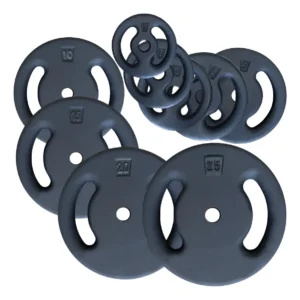 Kit 40kg de Anilhas Halteres de Ferro Fundido Anilhas Prado para Musculação com pegada vazada e pintura preta