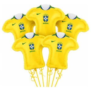 Kit 5 Balão Metalizados Camisa 10 Brasil Futebol Copa Festa Amarelo