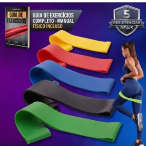Kit 5 Faixa Elástica Mini Band para exercícios de treinamento funcional e academia