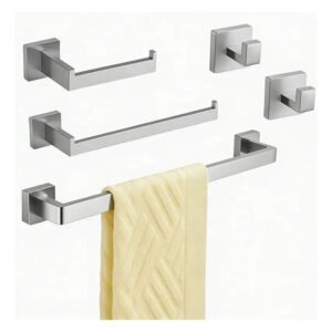 Kit 5 Pcs Inox Banheiro Porta Toalhas Dreamway Acero Fosco Aço Inoxidável