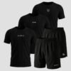 Kit 5 Peças All Black Dry 3 Camisetas E 2 Bermudas Masculino Alpha UseAlpha