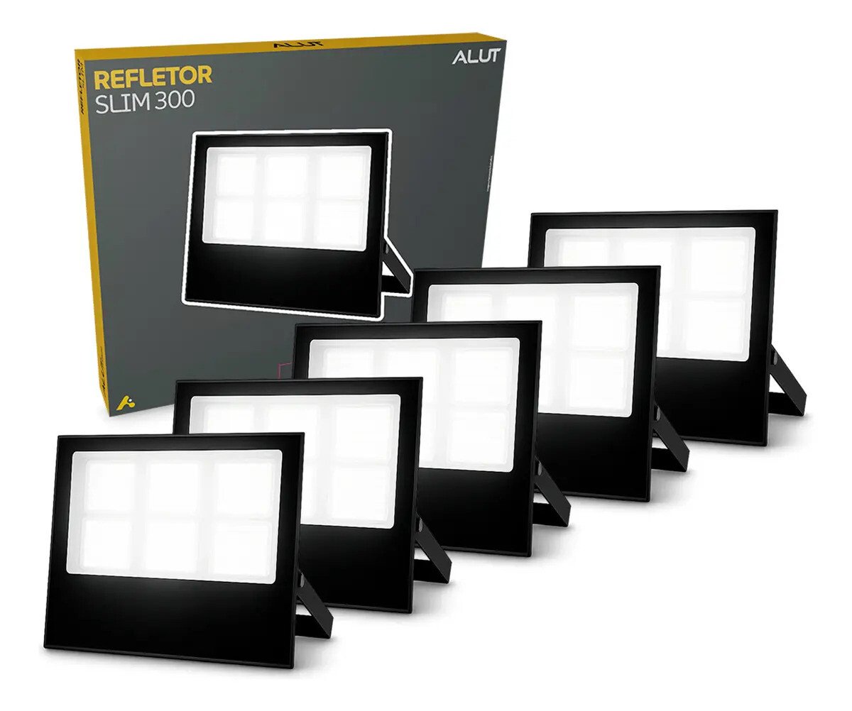 Kit 5 Refletor Led 300w 6500k Branco Frio Ip65 A Prova D'água Preto Cod: Alut010041-5 Alut By Avant 127/220v Kit 5 Refletor Led 300w 6500k Branco Frio Ip65 A Prova D'água Preto Cod: Alut010041-5 Alut By Avant 127/220v