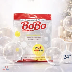 Kit 50 Balões Bubble Transparentes Redfin de 24 Polegadas para Festas e Decoração