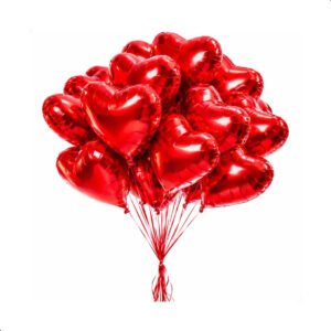 Kit 50 Balões Coração 45cm Vermelho Metalizado Balão Gigante Formato Coração Para Dia Dos Namorados, Casamento E Aniversário, Decoração Romântica Com Balões Metalizados 45 Cm Amor