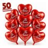 Kit 50 Balões Metalizados Coração Te Amo 22cm Vermelho Dia Dos Namorados Decoração Romântica