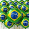 Kit 50 Balões Metalizados Redondos Bandeira Do Brasil 18