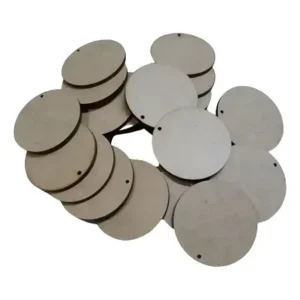 Kit 50 Bolachas 5x5cm Com 1 Furo Mdf Cru Chaveiro Aplique