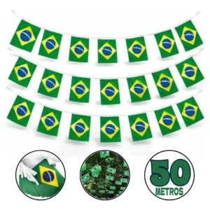 Varal de bandeirinhas do Brasil com 50 metros para a Copa do Mundo 2026 da HXRD GROUP