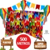Kit 500 Metros Bandeirinha Festa Junina Plástica Resistente Área Externa/Interna AQUATTRO