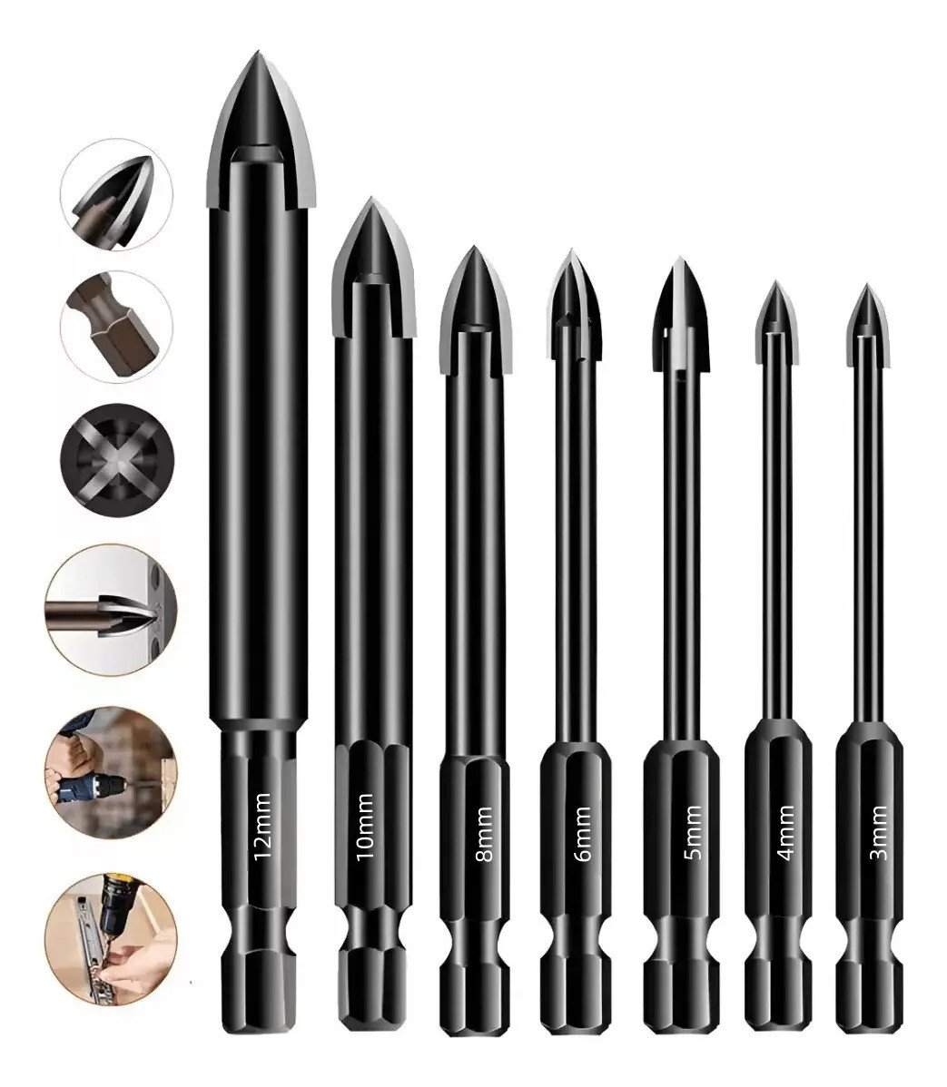 Kit 7 Brocas De Titanio Liga Dura Universal Fura Tudo Kit 7 Brocas De Titanio Liga Dura Universal Fura Tudo