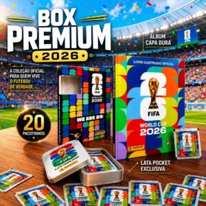 Kit Álbum Capa Dura + Lata Oficial Copa Com 140 Figurinhas