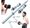 Kit Barra Musculação Maciça 1,20m e 2 Halteres 40cm Cromado Fitness Prado para Treino
