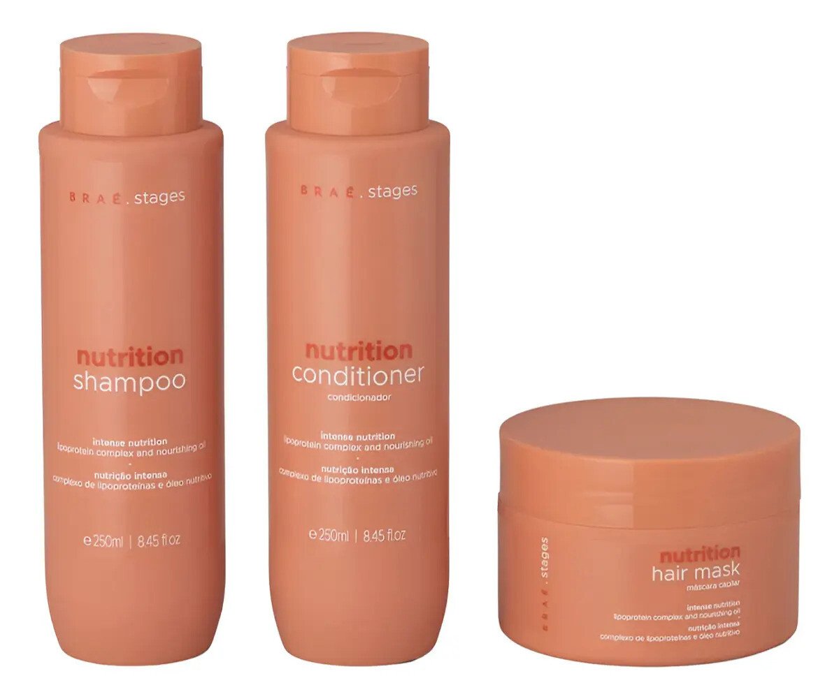Kit Brae Nutrição Braé Stages Original com 3 Itens Promoção Kit Brae Nutrição Braé Stages para cabelos secos