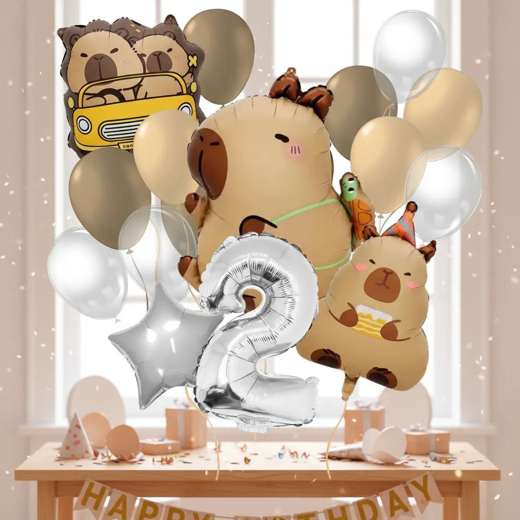 Kit Buque Balões Capivara Oferta Frete Grátis Kit Buque Balões Capivara Capivarinha Natureza - Decoração de festa com balões coloridos
