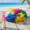 Kit Carnaval Colar Havaiano Real Seda 24 Unidades Flor De Seda