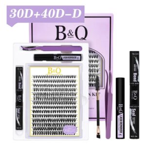 Kit Cílios Postiços B&qaugen 30d+40d Fácil Aplicação Alta Fixação Efeito Natural Leves Não Incomoda Ideal Para Iniciantes Resultado Profissional Custo Benefício D 1.6 Cm 0.07 Mm