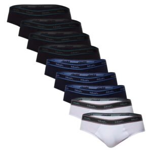 Kit Com 10 Cueca Slip Masculino Mash Algodão Conforto Branco Preto Azul Marinho