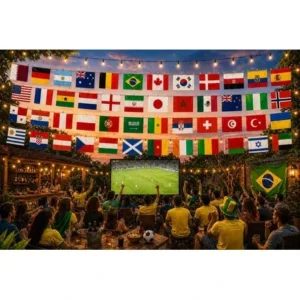 Kit Com 48 Bandeiras Da Copa Do Mundo 2026 Branco Varal De Países Da Copa