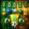 Kit Copa Do Mundo Brasil Cortinas Balões Bandeira 4,5m