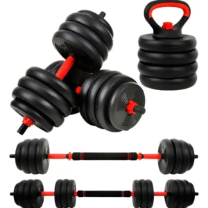 Kit Halteres e Anilhas Ajustáveis Kettlebell Academia Fit 6 em 1