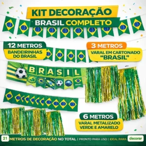 Kit Decoração Copa Brasil para Bar Casa Festa Futebol Seleção Luxo