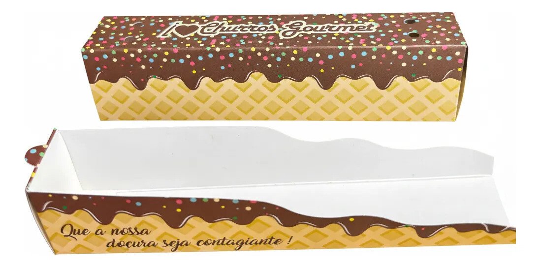 Kit Embalagem Interna E Externa - Churros Gourmet 300uni Kit Embalagem Interna E Externa - Churros Gourmet 300uni