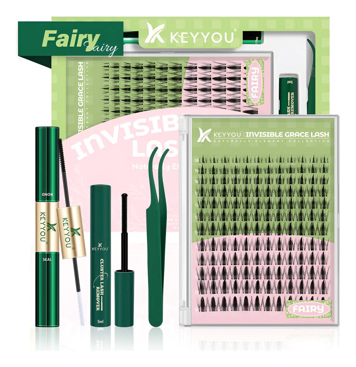 Kit Extensões De Cílios Diy Keyyou Fairy Efeito Invisível Kit Extensões De Cílios Diy Keyyou Fairy Efeito Invisível