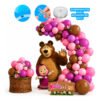 Kit Festa Masha e o Urso arco de balões 150 peças - decoração temática