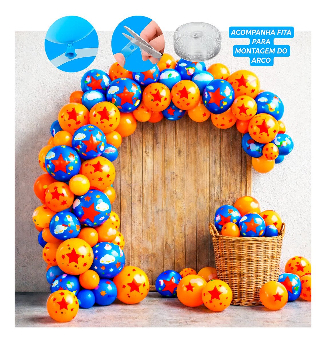 Kit Festa Dragon Ball Desconto Frete Grátis Kit Festa Dragon Ball 75 balões com arco e fita