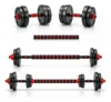 Kit Halter 15kg MKFIT para musculação em casa com barra ajustável na cor preta