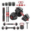 Kit Halteres Anilhas Ajustável 40kg Kettlebell Barbell