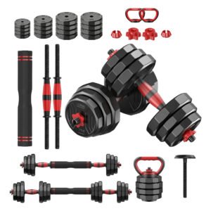 Kit Halteres Anilhas Ajustável 40kg Kettlebell Barbell