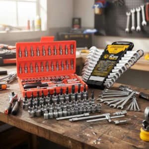 Kit Jogo De Ferramentas Completo Soquetes Chaves Aço Crv Cinza The Black Tools TKS46