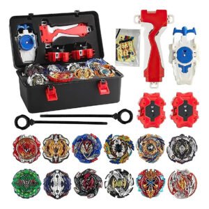 Kit Maleta 12 Bayblade Metal Criança Com 3 Lançadores E Grip
