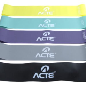 Kit Mini Band Acte Sports 5 Intensidades para Treino Funcional e Pilates Cores Amarelo Verde Roxo Cinza Preto