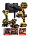 Kit Multi Ferramentas 4 Em 1 48v Sem Fio Com 2 Baterias Furadeira Parafusadeira Martelete Esmerilhadeira Chave De Impacto Com Maleta Alta Potência Uso Profissional Doméstico Multiferramentas Hardline