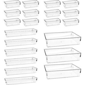 Kit Organizador Acrílico Maquiagem Gavetas 21 Peças Transparente Amobox