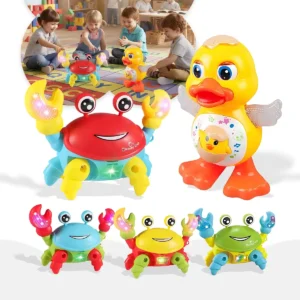 Kit Pato Dançante e Caranguejo Fujão Brinquedos Musicais Infantis com Som Luz PRIME GRINGOS