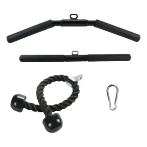 Kit Puxadores Reto E Curvo Com Giro Corda Triceps Mosquetão