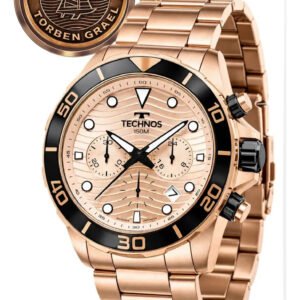 Kit Relógio Technos Acqua Edição Especial Torben Grael 150m Correia Rosé Bisel Rosé Fundo Rosé