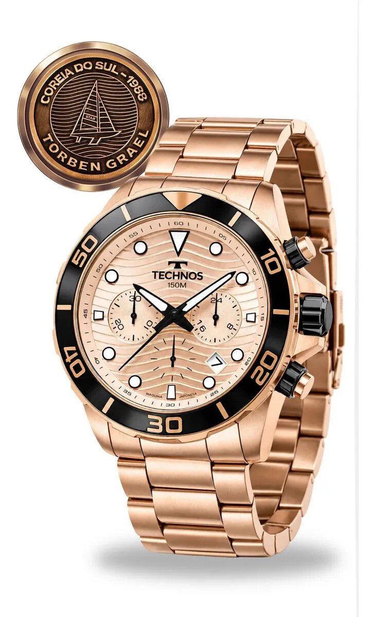 Kit Relógio Technos Acqua Edição Especial Torben Grael 150m Correia Rosé Bisel Rosé Fundo Rosé Kit Relógio Technos Acqua Edição Especial Torben Grael 150m Correia Rosé Bisel Rosé Fundo Rosé