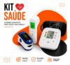 Kit Saúde 3 Em 1 Aparelho De Pressão Arterial Digital + Oxímetro De Dedo + Termômetro Infravermelho Testa Sem Contato Medidor Sinais Vitais Portátil Bpm Saturação Oxigênio Combo Hold On Branco