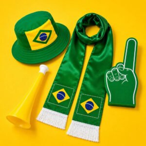 Kit Torcedor Copa Mundo Brasil 2026 Chapéu Cachecol