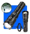 Lanterna Militar Tatica Led Cree Mais Forte Do Mundo Potente 1km Zoom Telescópico Alto Brilho Resistente Agua Sitio Fazenda Uniled Branco Preto