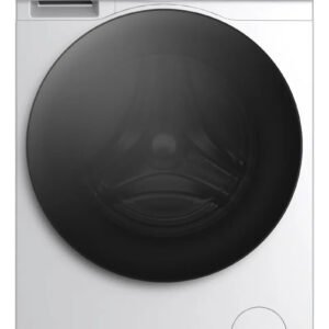 Lava e Seca Hisense 11kg Branca Conectada 127v com porta frontal aberta e cesto de aço inoxidável aparente