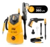 Lavadora de Alta Pressão Compacta WAP WL 1800 1400W 1500PSI 360L/h 220V amarela em uso