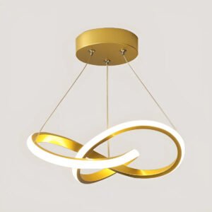 Lustre Pendente Moderna Led,luminaria Dourado Redondo Sala