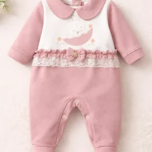 Macacão Bebe Menina Luxo Bordado Zoe Confort