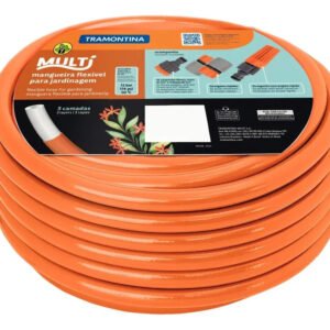 Mangueira Multi 1/2 Em Pvc 3 Camadas 30m Com Engates Rápidos E Esguicho Laranja Tramontina