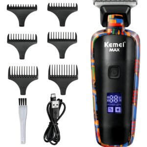 Maquina De Acabamento Profissional Kemei Km Max 5090 com detalhes metálicos e lâmina precisa